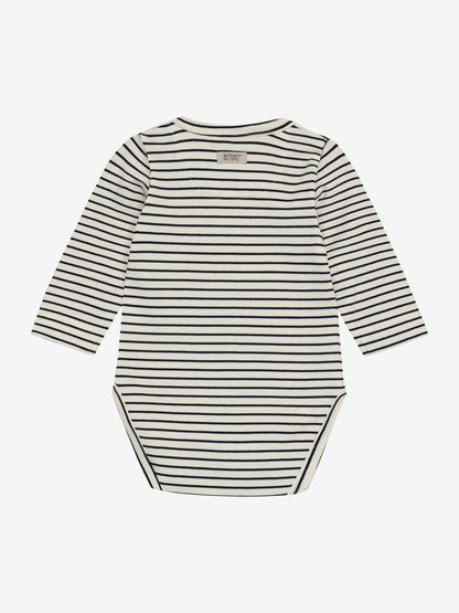Long-sleeved romper - Organic cotton - Body LS YD Stripe - Navy Blazer - Huttelihut