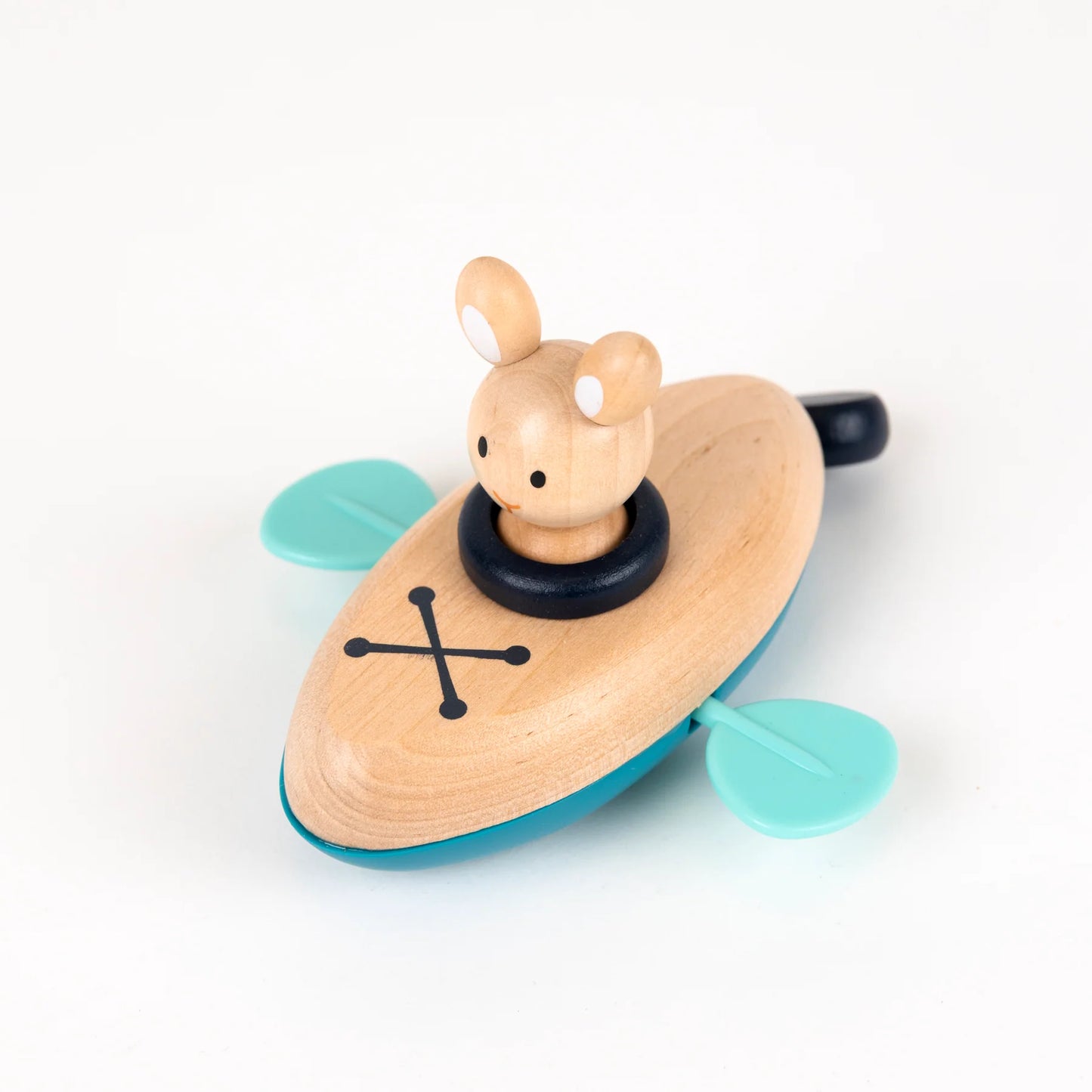 Wind-up bath boat - Wooden bath toy - Rabbit or bear - Egmont Toys