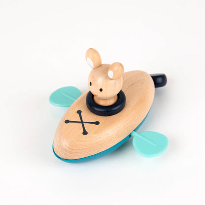 Wind-up bath boat - Wooden bath toy - Rabbit or bear - Egmont Toys