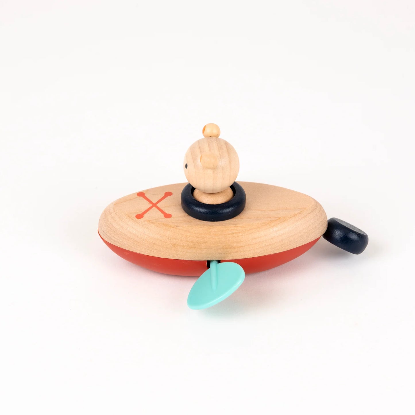 Wind-up bath boat - Wooden bath toy - Rabbit or bear - Egmont Toys