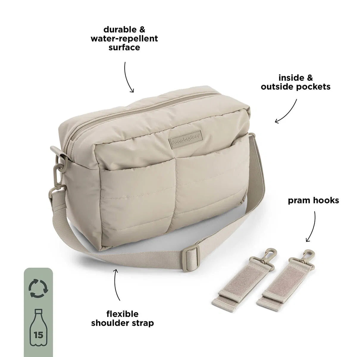 Quilted Diaper Bag - Sand - Done by Deer
