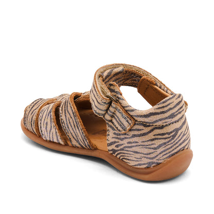 Leren sandaal - Gesloten teen - Glitter zebraprint - Bisgaard