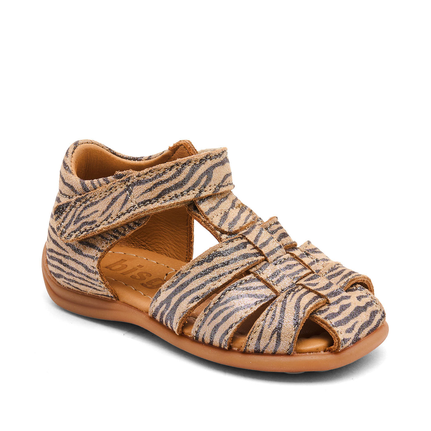 Leren sandaal - Gesloten teen - Glitter zebraprint - Bisgaard