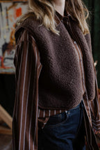 Camino Gilet – Choco Martini Light – Kurze Damen-Wollweste aus 100% Wolle – Alwero
