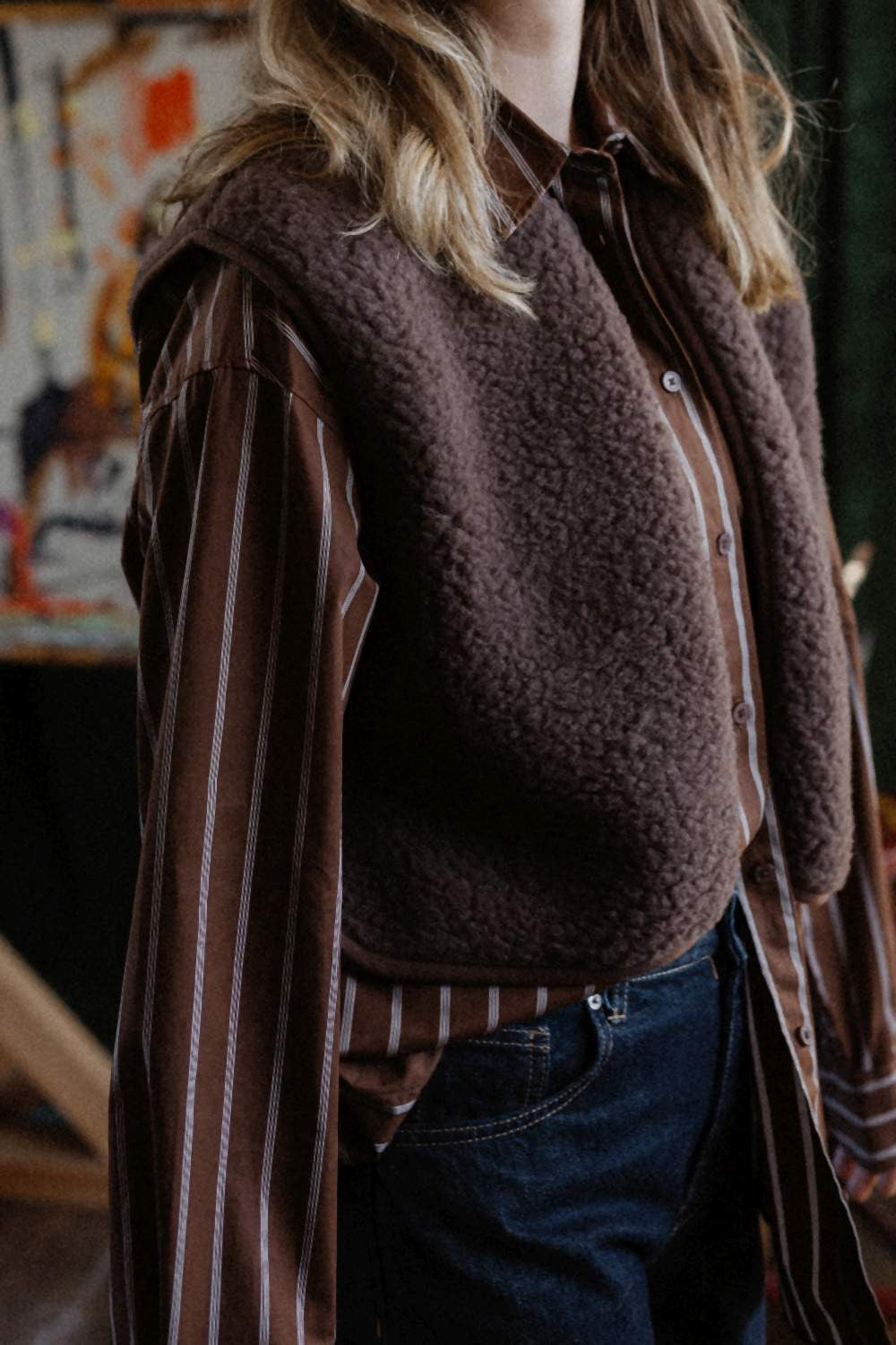 Camino Gilet – Choco Martini Light – Kurze Damen-Wollweste aus 100% Wolle – Alwero