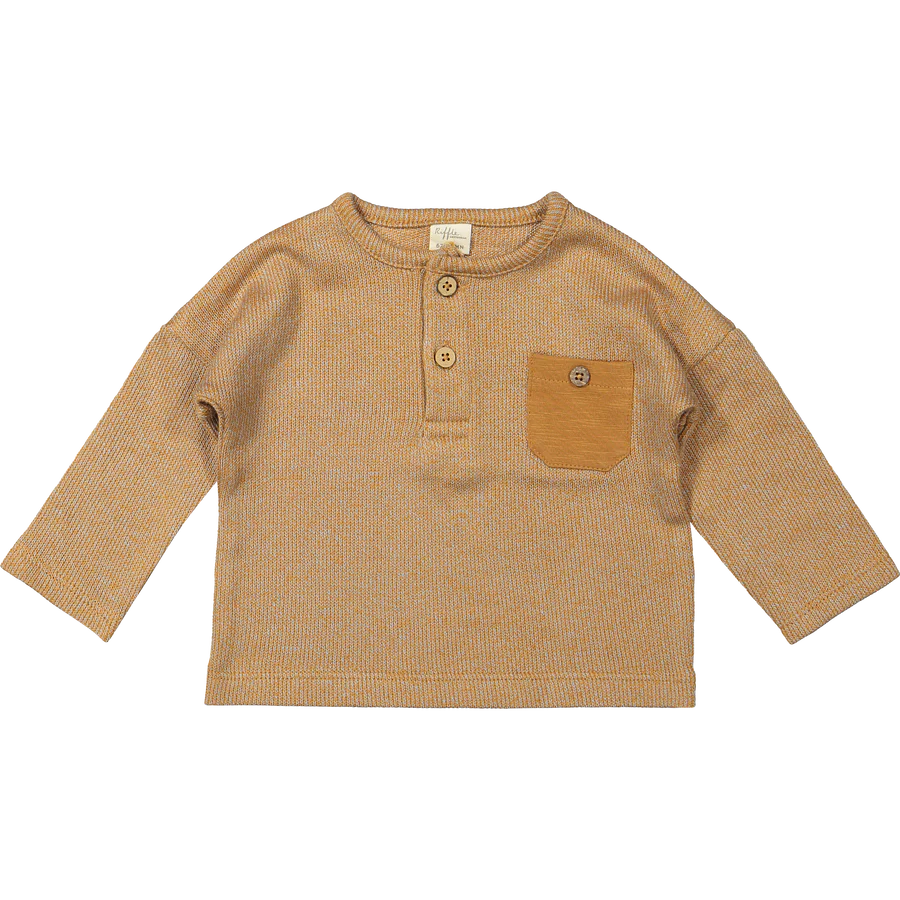 Langarmshirt Moon - Bio-Baumwolle - T-Shirt Moon LSL Combo Knit Brown - Riffle Amsterdam