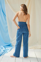 The Wide Jeans Dark Blue – Weite Umstandsjeans mit verstellbarem Bauchband – Atelier Melon