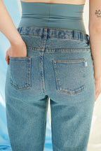 The Wide Jeans Light Blue – Jean de grossesse large avec bandeau ajustable – Atelier Melon