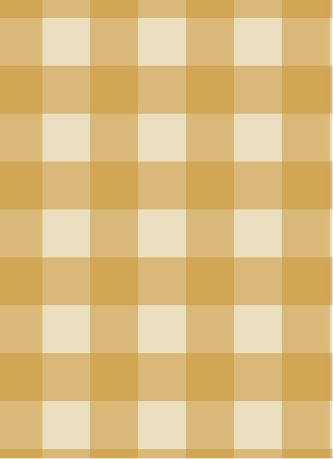Detailansicht des ockergelben und cremefarbenen Karomusters der Gingham-Tapete von Atelier Chien.