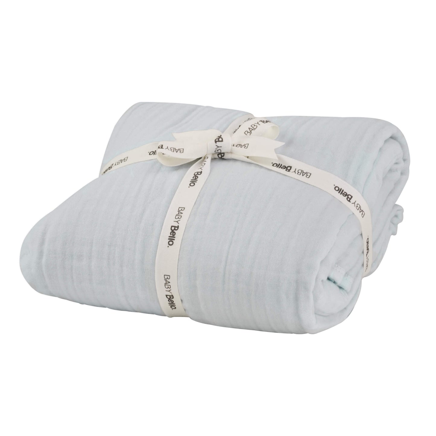Baby Bello - Wiegdeken Cashmere Blue - Lichtblauwe Deken 120x120cm - 100% Biologisch katoen mousseline - productfoto
