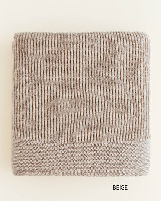 Ledikant dekentje - Merino wol -100X140cm - Gaston - Soft beige/roze - HVID