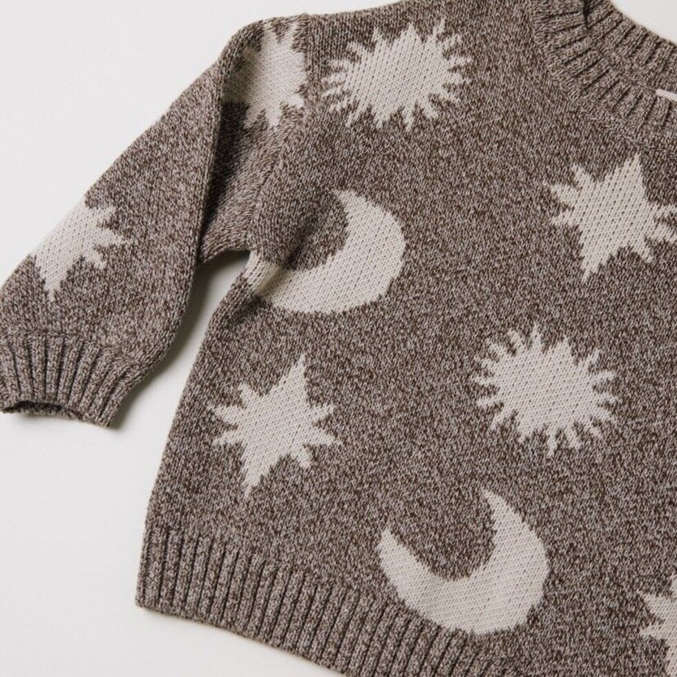 Moon & Stars Sweater – Mushroom – 100% Organic Cotton – Claude & Co