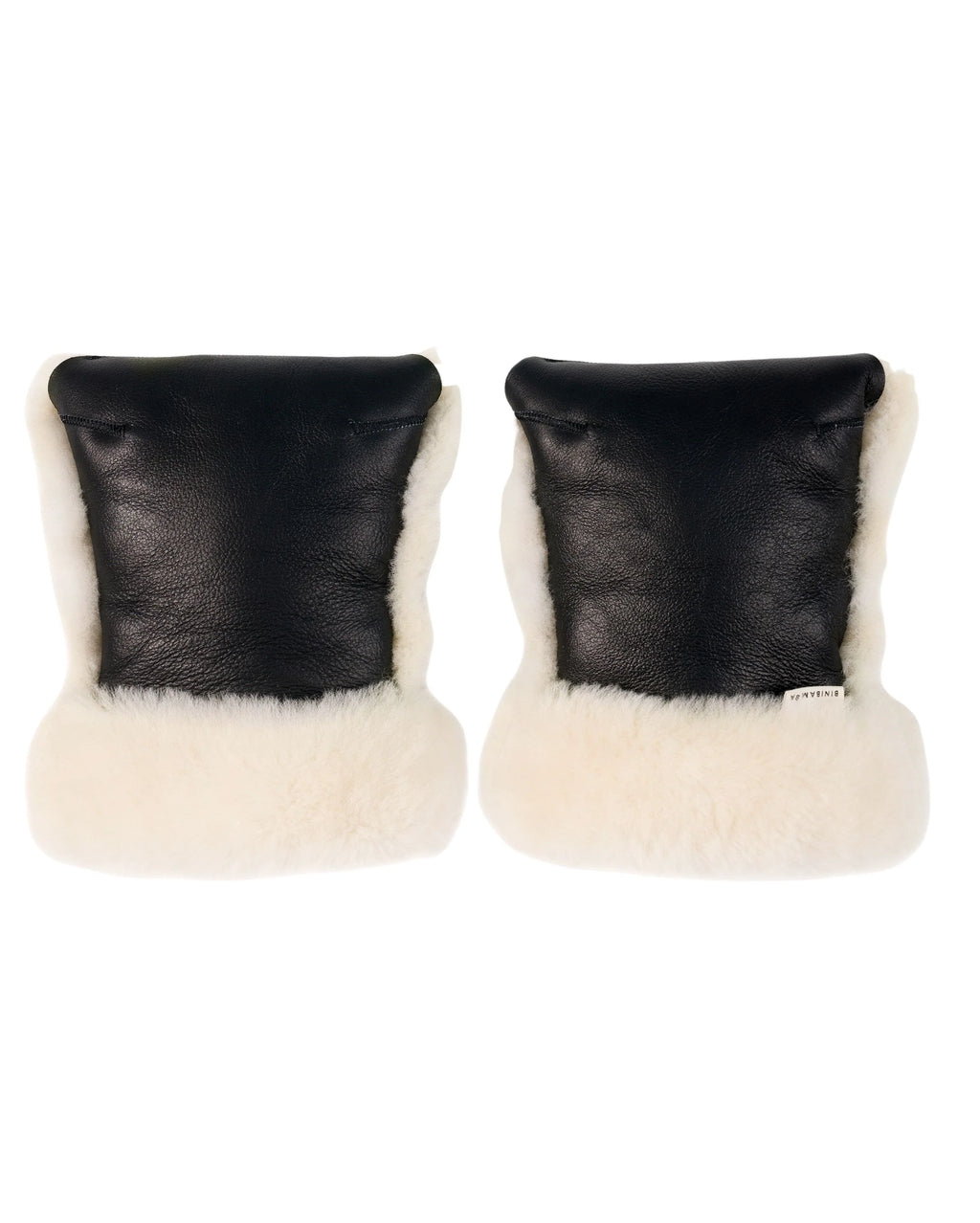 Kinderwagen-Fäustlinge aus Merino-Lammfell – Noir + Milk – BINIBAMBA