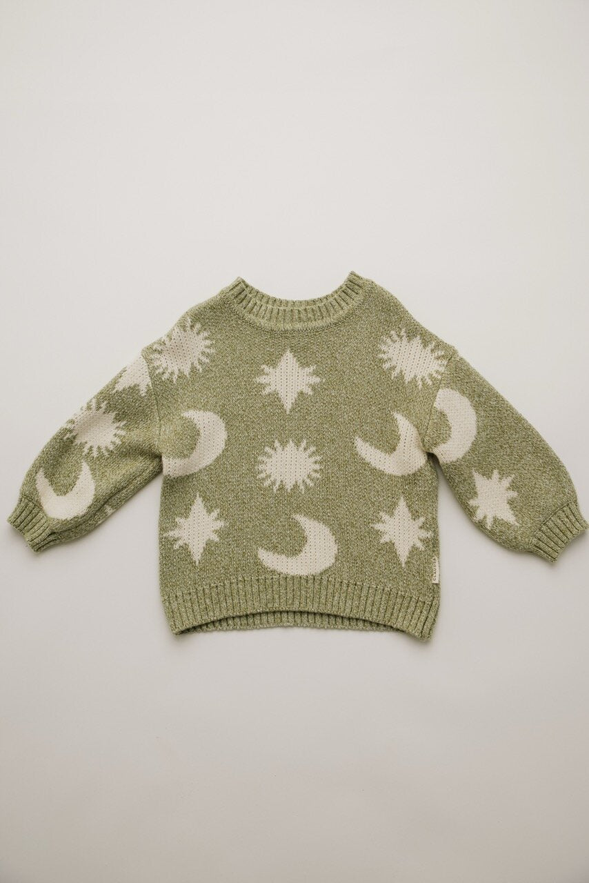 Moon & Stars Sweater Matcha – 100% Organic Cotton – Claude & Co