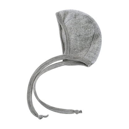 Strik mutsje - Bonnet - Wol fleece - Biologisch merino wol - Engel Natur grijs grey melange