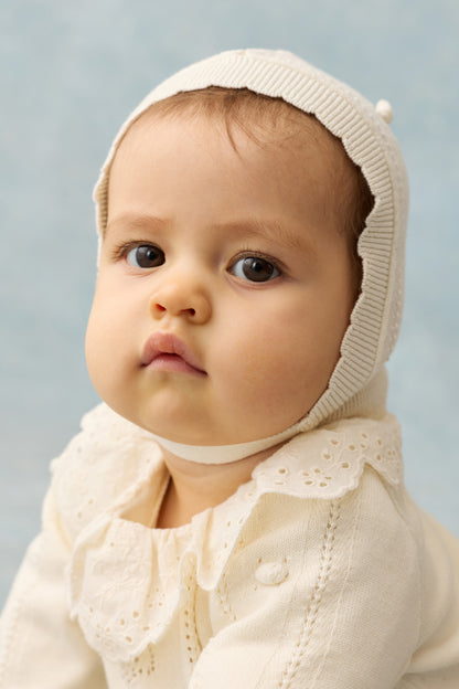 Babyset Bliss met trui, broekje en mutsje - Katoen & zijde - Cream - Louise Misha