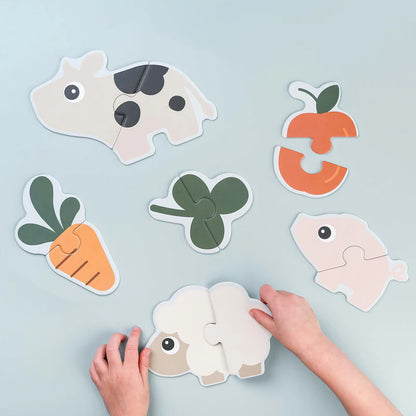Eerste puzzel - First jigsaw puzzle set - 2+ jaar - Tiny farm - Colour mix - Done by Deer