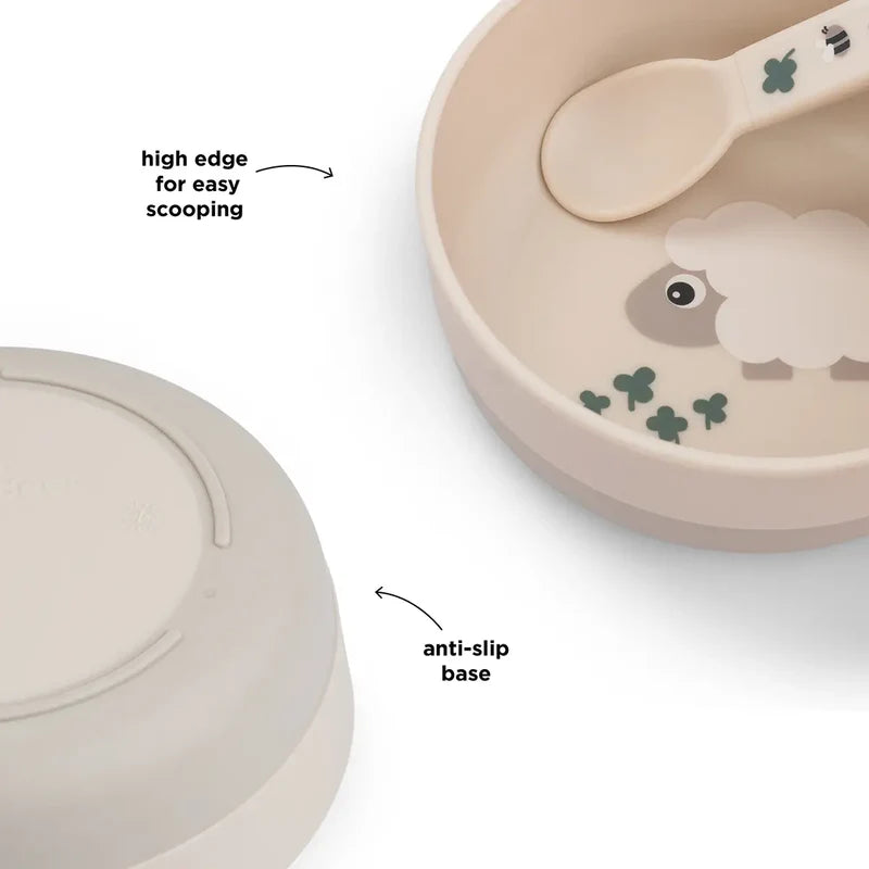Anti-slip bowl - Foodie bowl - 0+ months - Tiny farm - Sand - Done by Deer