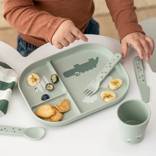Vakken bordje - Foodie compartment plate - Croco - Green - Done by Deer
