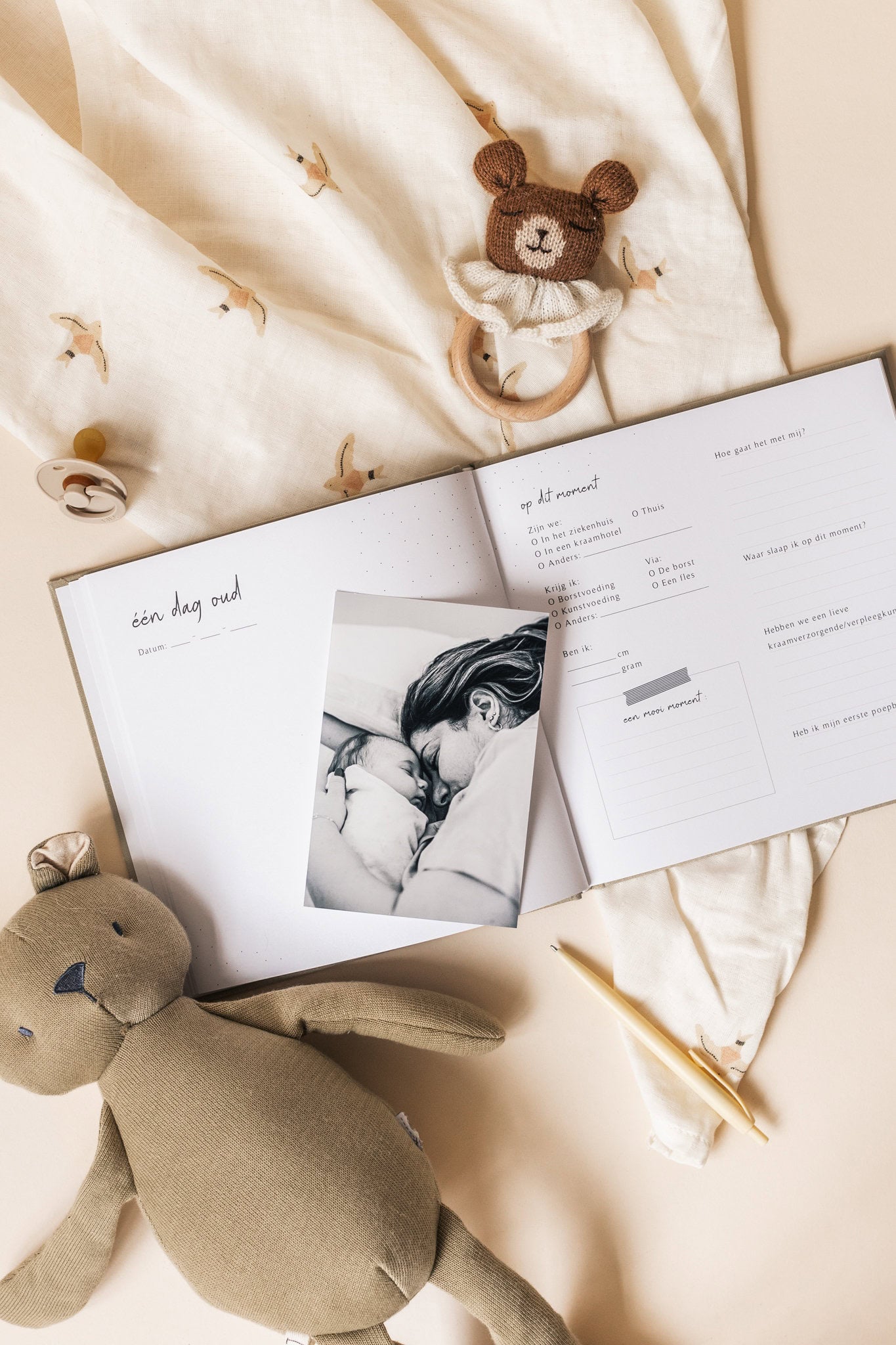 Baby invulboekje - Mijn eerste jaar – Linnen taupe - Fyllbooks