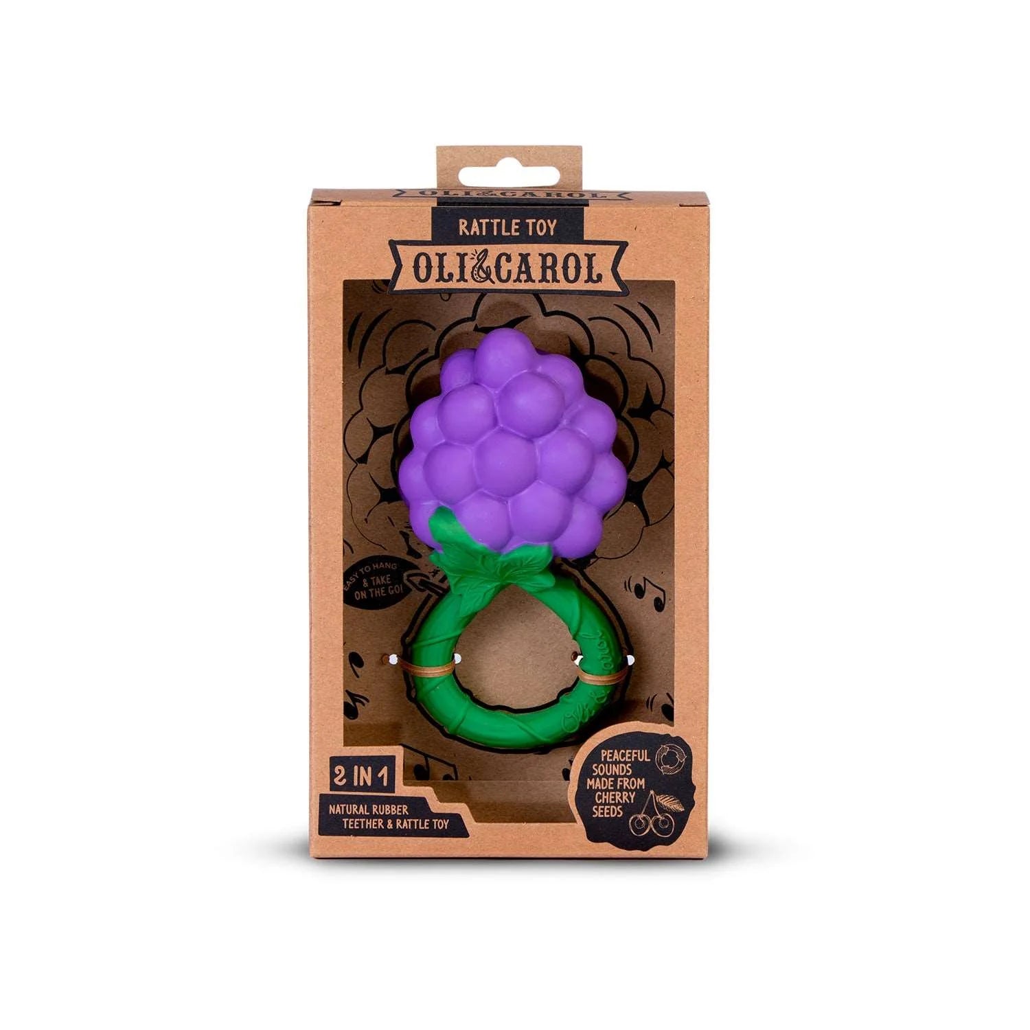 Druif rammelaar & bijtring - Natuurrubber - Grape Rattle Toy - Oli & Carol - verpakking - afbeelding 3