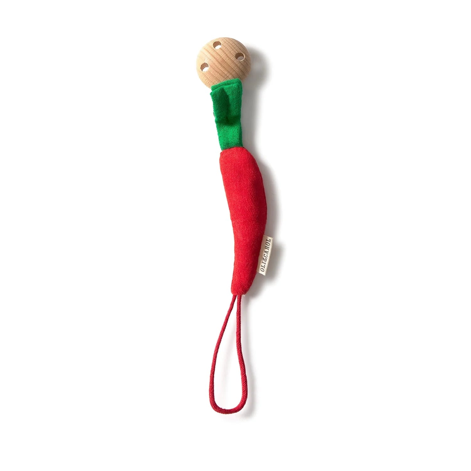 Speenkoord hete peper - Charly the Chili Pacifier Clip - Katoen - Oli & Carol - productfoto - afbeelding 2