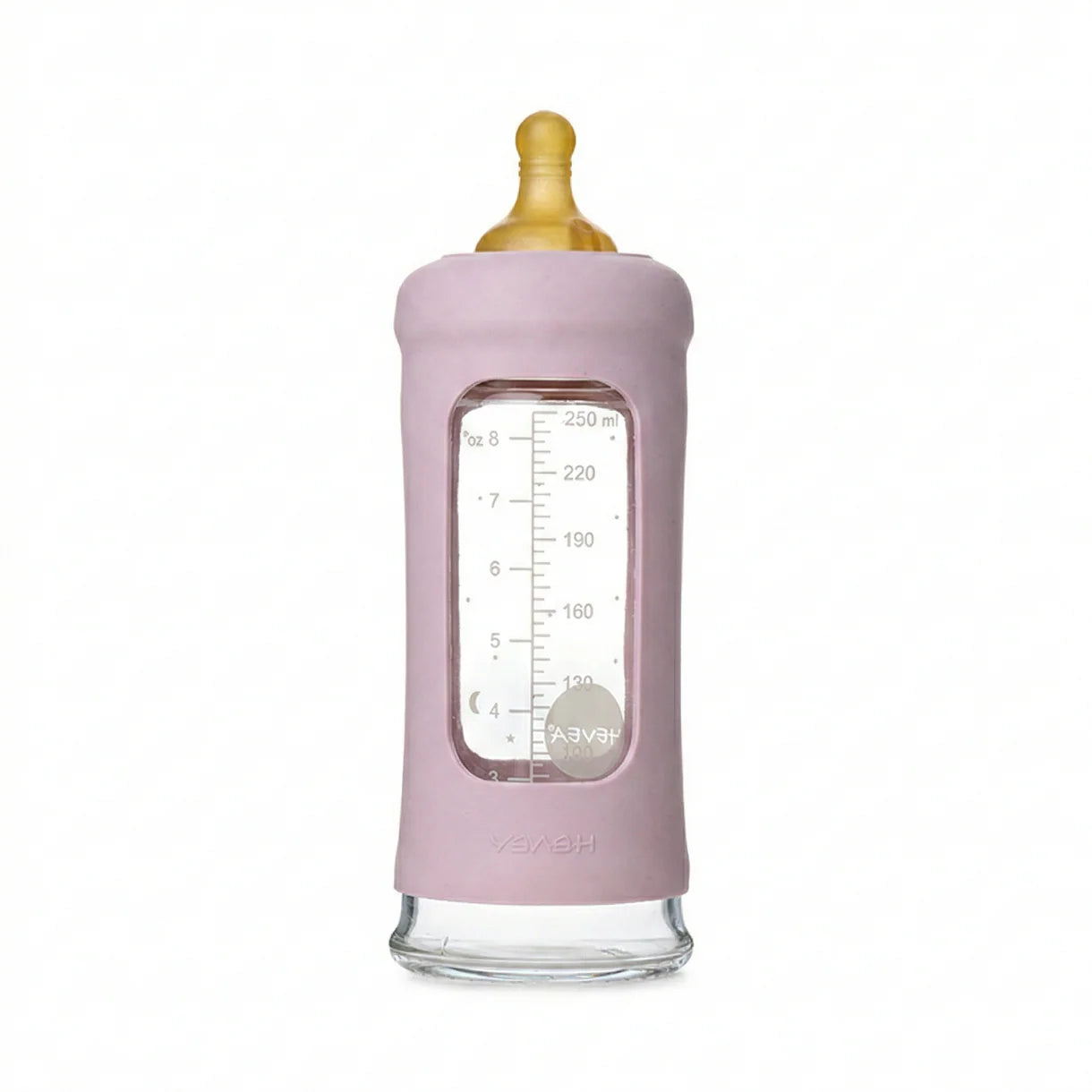 Glazen babyfles - Wide Neck met sleeve/beschermhoes - Glas & natuurrubber - HEVEA - productfoto - afbeelding 4