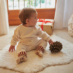 Merry Socks – Chaussettes de Noël en coton pour enfant – Motif de Noël et revers rayé – MP Denmark