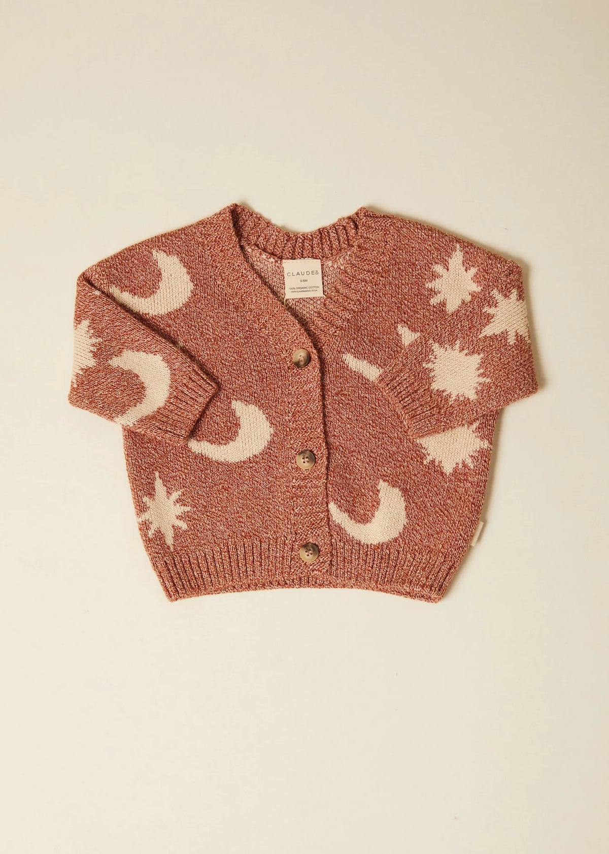 Moon Star Cardigan Russet – 100% Organic Cotton – Claude & Co