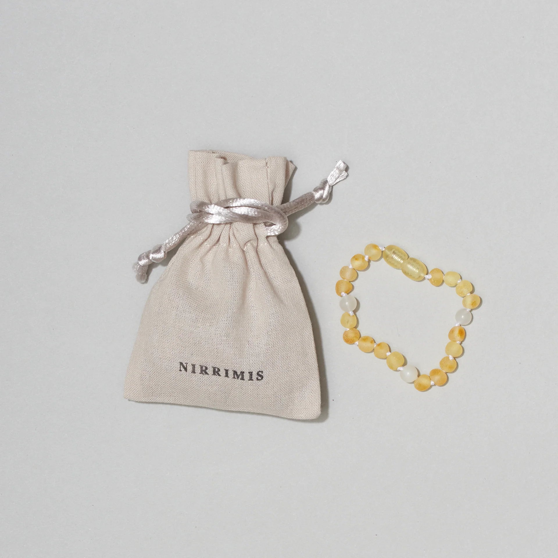 Armband Moonstone & Raw Lemon Amber - 14 cm - Nirrimis - productfoto