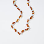 Regn Adult Necklace – Damenhalskette aus Caramel-Bernstein und blauem Aquamarin – Nirrimis