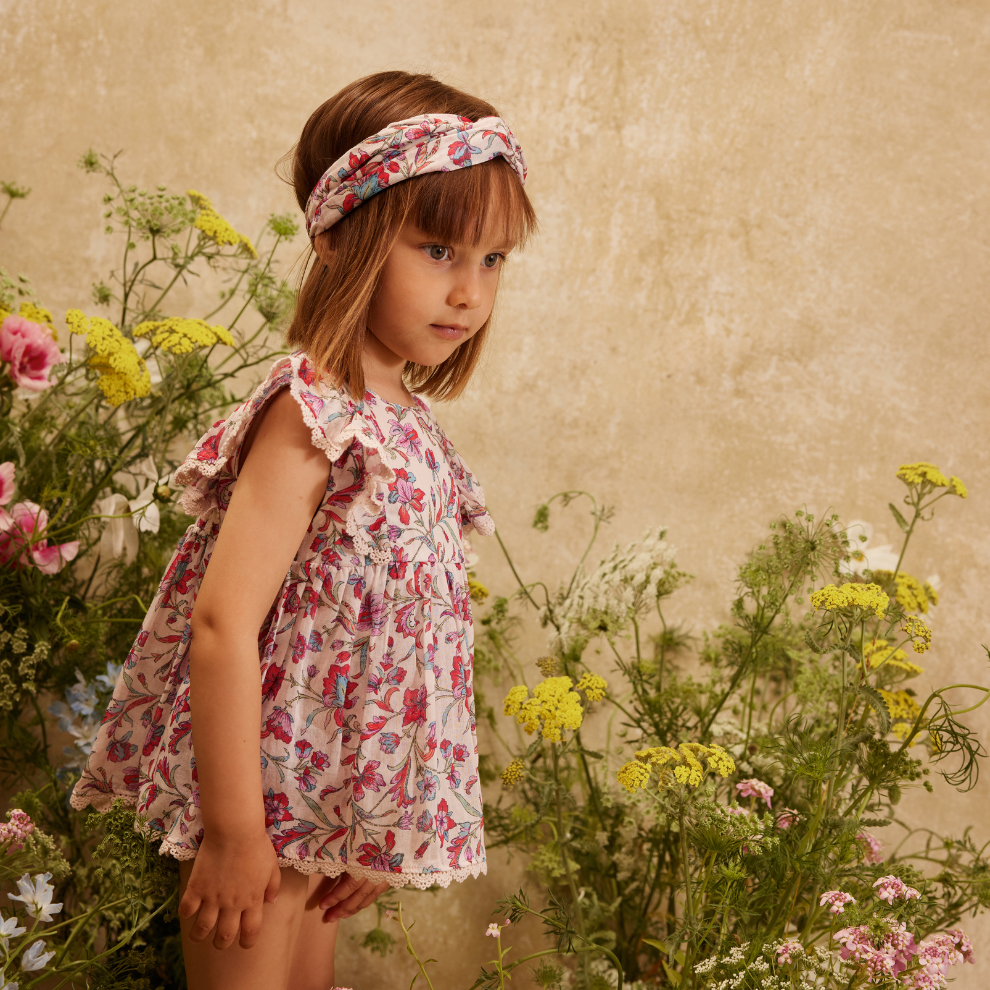 Strampler-Kleidchen Lena - Bio-Baumwolle - Cream Floral Haven - Louise Misha