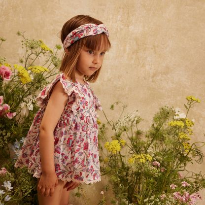 Strampler-Kleidchen Lena - Bio-Baumwolle - Cream Floral Haven - Louise Misha