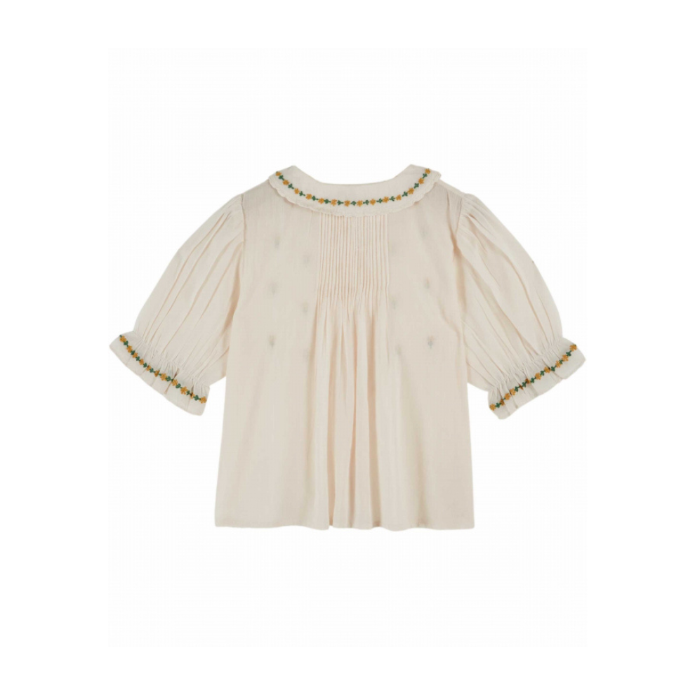 Top kurze Ärmel - Bluse Brodee - Bio-Baumwolle - Creme - Emile et Ida