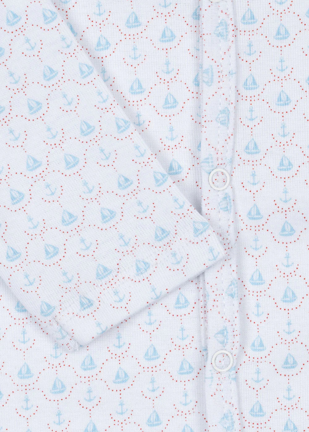 Fio Onesie - Barca - Boxpakje/Pyjama - Biologisch Katoen - Zeilbootjes - Konges Sløjd - close up