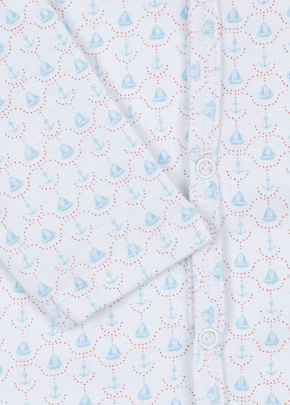 Fio Onesie - Barca - Boxpakje/Pyjama - Biologisch Katoen - Zeilbootjes - Konges Sløjd