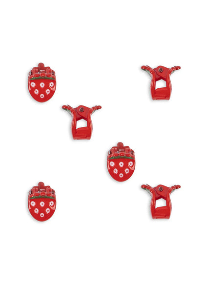 6 Pack Mini Hair Claws - Strawberry - Kleine Haarspeldjes - Aardbeitjes - Konges Sløjd