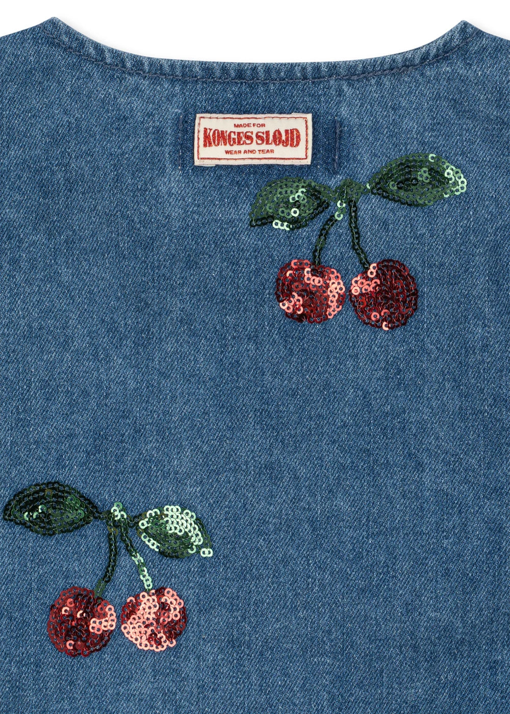 Magot Denim Blouse met Pailletten Kersen – Biologisch Katoen – Konges Sløjd