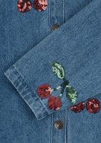 Magot Denim Blouse met Pailletten Kersen – Biologisch Katoen – Konges Sløjd