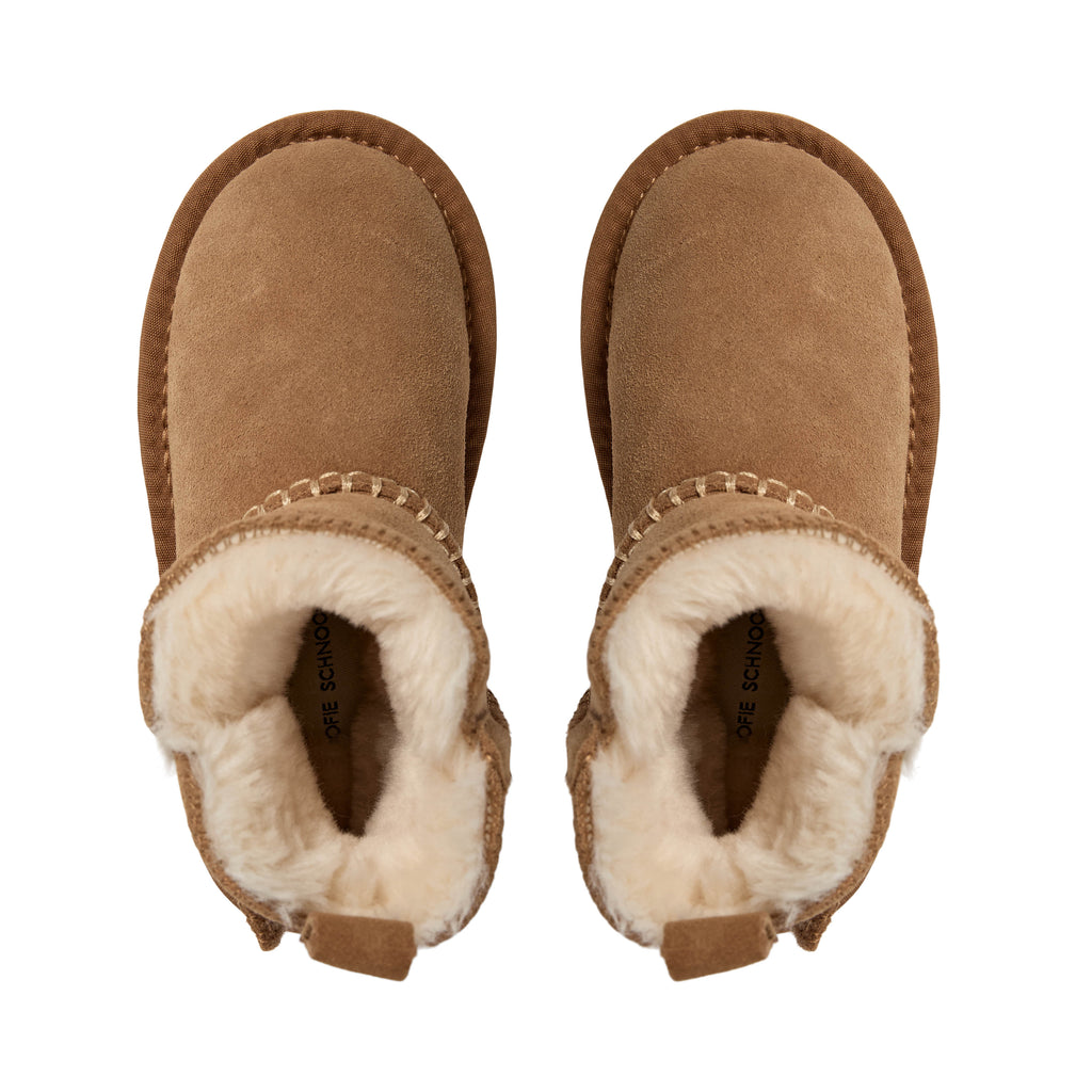 Felt-lined children's shoes ValeKB - Suede - Tan & Dark Brown - Sofie Schnoor