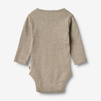 Romper lange mouw Spencer - Biologisch katoen - Gravel melange - Wheat