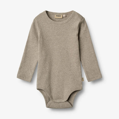 Romper lange mouw Spencer - Biologisch katoen - Gravel melange - Wheat