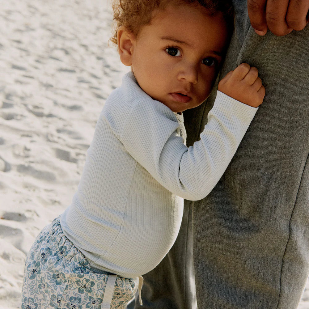 Wheat - Rib Body L/S Spencer - Rainy Sky - Romper - Organic cotton