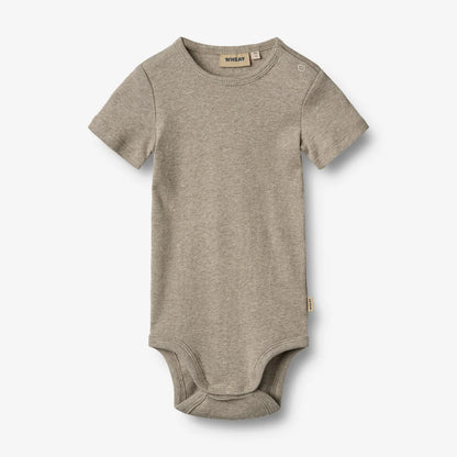 Romper korte mouw Timo - Biologisch katoen - Gravel melange - Wheat