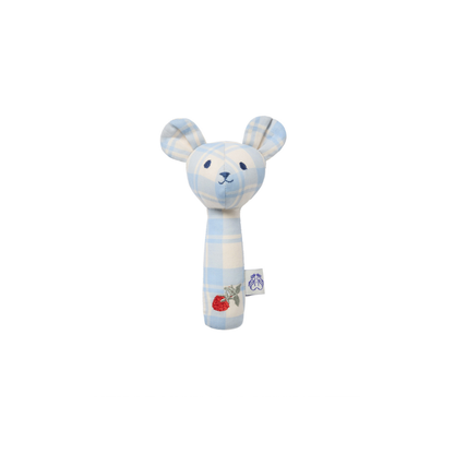 Rattle bear - Organic cotton - Plaid Sky Blue - Garbo&Friends