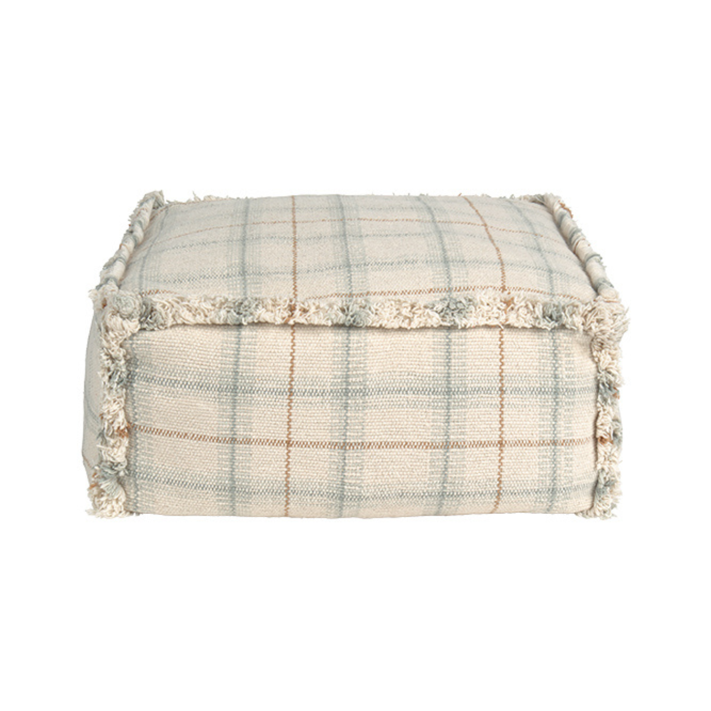 Handloom Pouf – Blue Sage – 40 × 40 × 20 cm – Lorena Canals