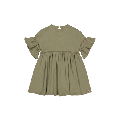 Jurkje korte mouw - Mousseline katoen - Khaki groen - Levv Labels