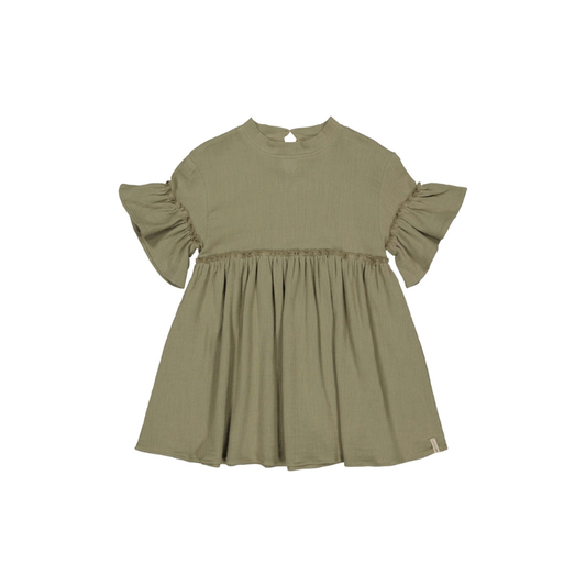 Dress short sleeve - Muslin cotton - Khaki green - Levv Labels