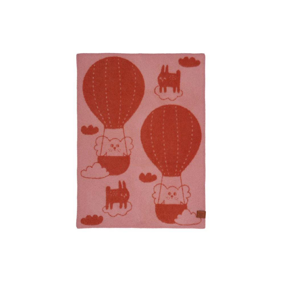 Cradle blanket - Balloon pink/rust - Organic wool - 65x90cm - Klippan
