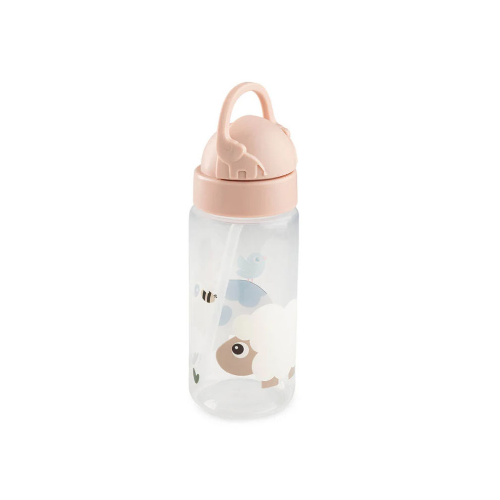 Drinkfles met rietje - Straw bottle - Tiny farm - Powder - 350 ml - Done by Deer - productfoto